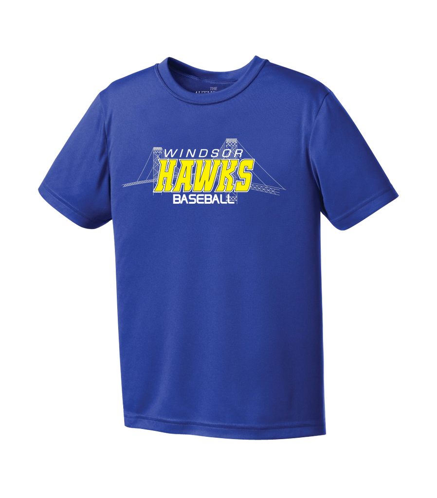 Windsor Hawks Baseball Youth Dri Fit T Shirt with Printed Logo Wear it Proud